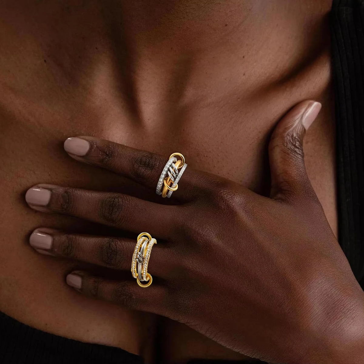 Women's 18K Gold-Plated Stackable CZ Ring Set