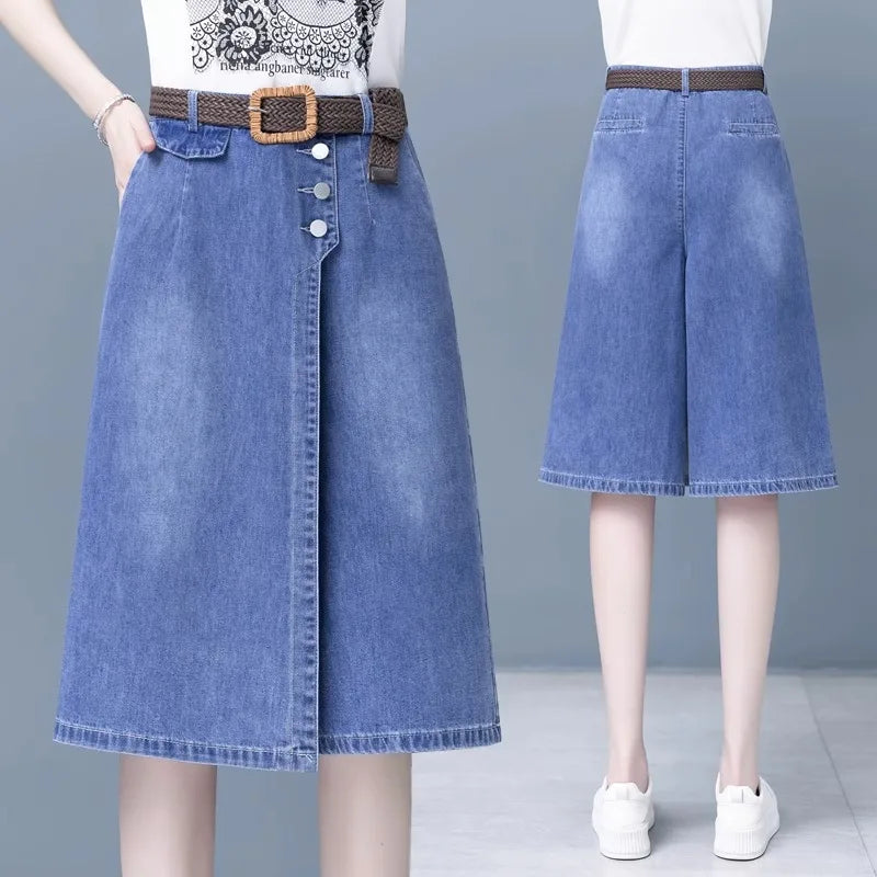 Women's High-Waist Wide-Leg Cropped Jeans