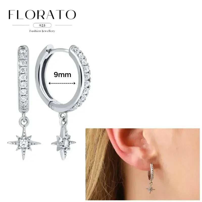 Sterling Silver Butterfly Pendant Hoop Earrings