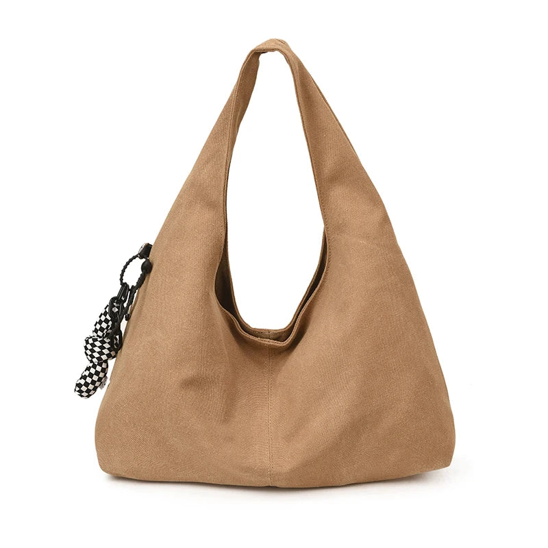 Women's Solid-Color Canvas Shopper Tote