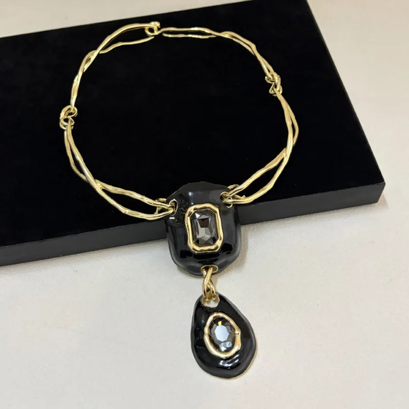 Women's Minimalist Geometric Gemstone Choker