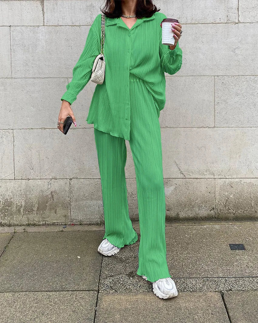 Women's Elegant Pleated Drape Two-Piece Set