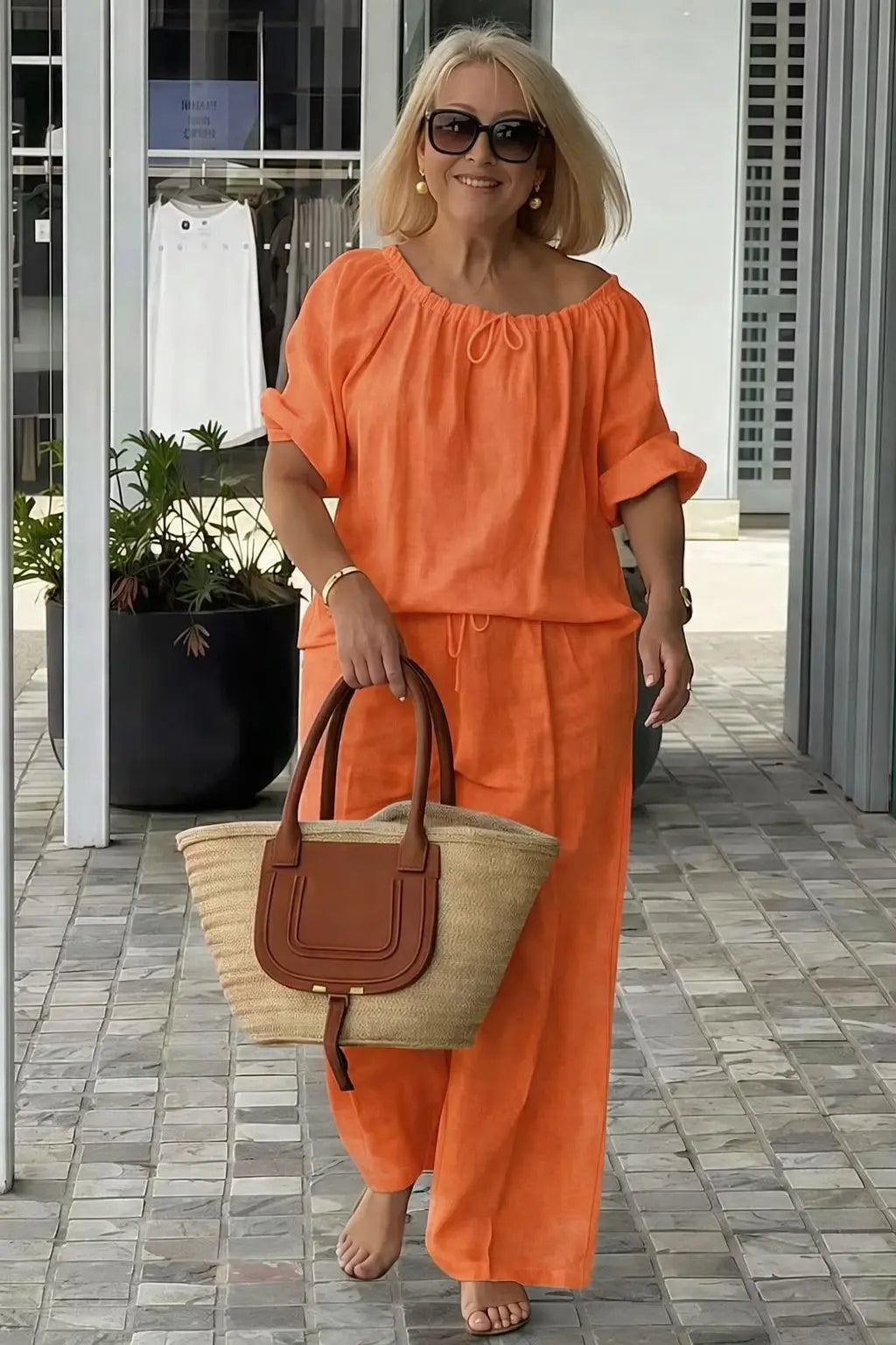 Women's Loose Drawstring Two-Piece Set