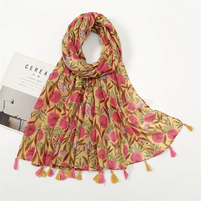 Aztec Floral Tassel Shawl Wrap