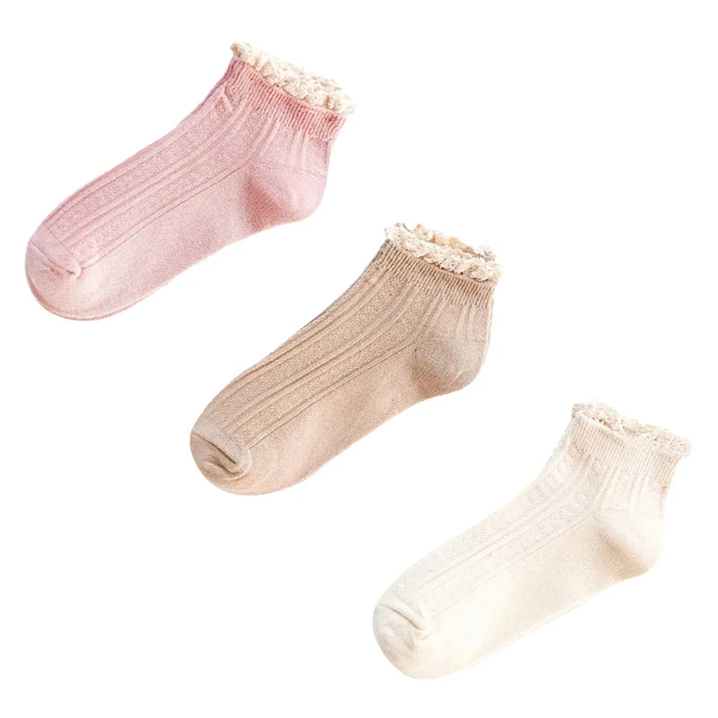 Women's Solid Lace Ruffle Socks, 4-Pack