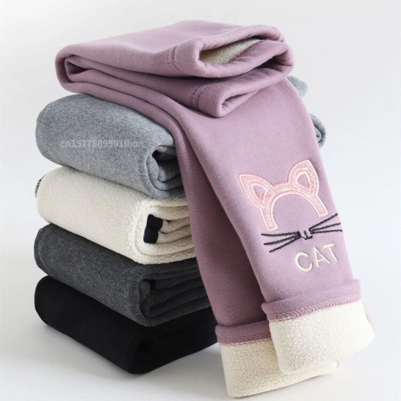 Girls Winter Velvet-Lined Leggings