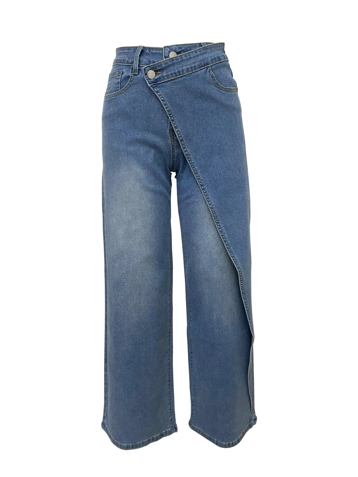 Women's High-Waist Wide-Leg Wrap Jeans