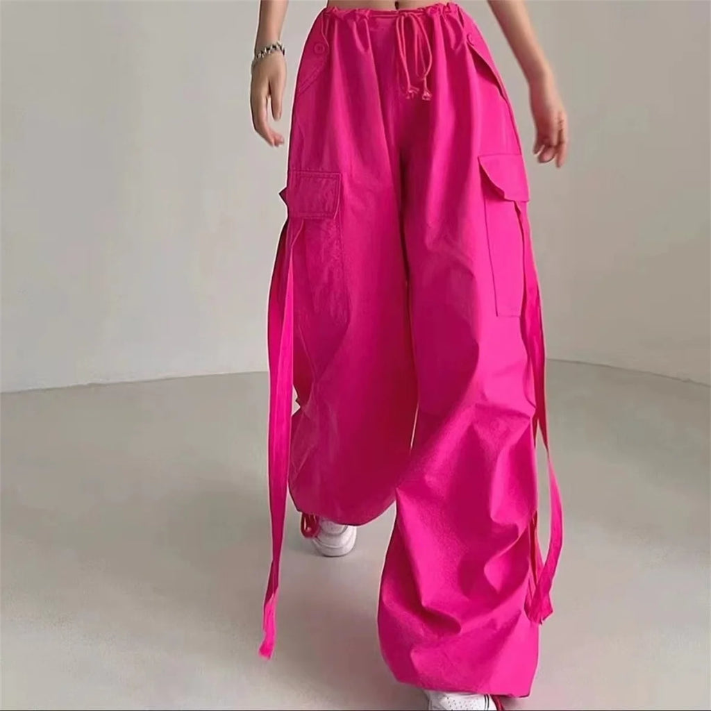 Women's Red Cargo Joggers