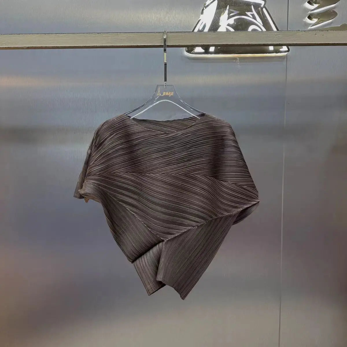 Cyan Pleated Asymmetric Top