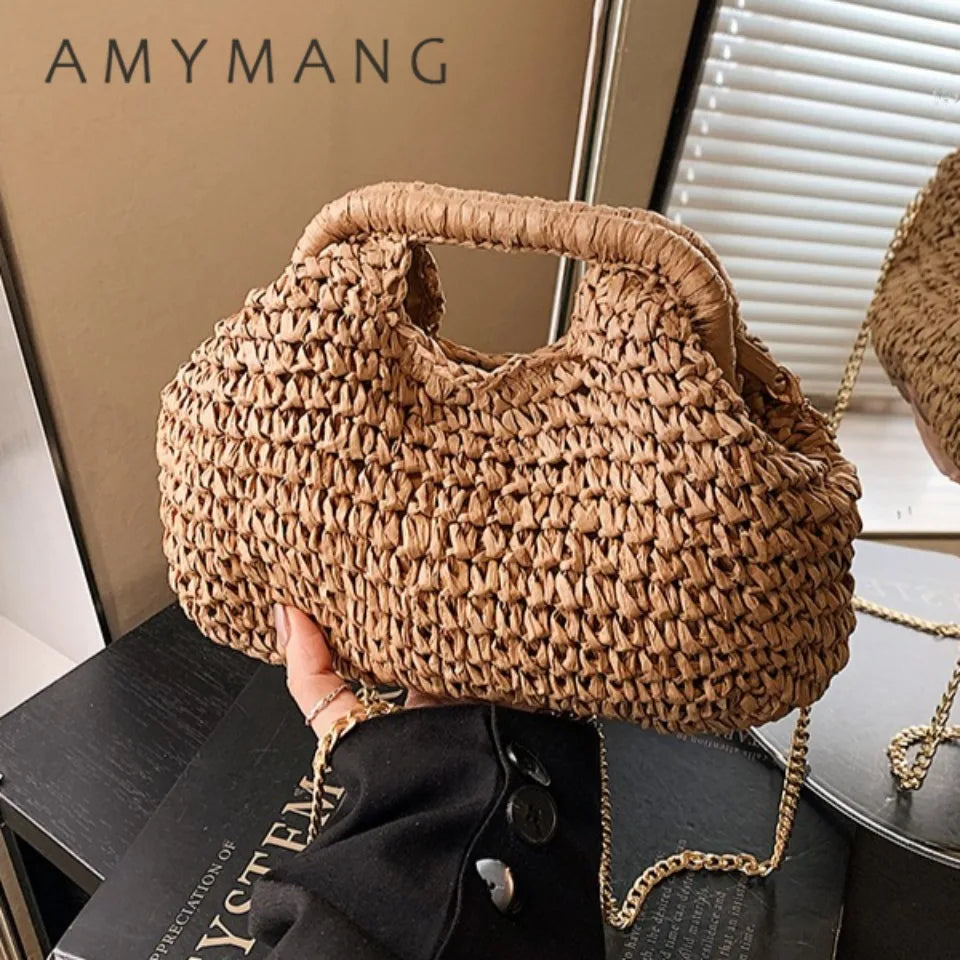 Women's Retro Woven Straw Clutch
