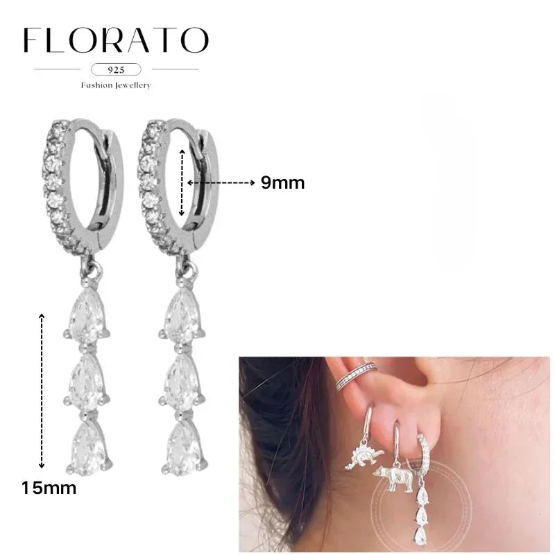 Sterling Silver Butterfly Pendant Hoop Earrings