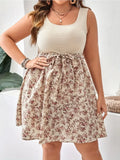 Women's Plus Size Floral Knit Dress – Sleeveless Knee-Length Style