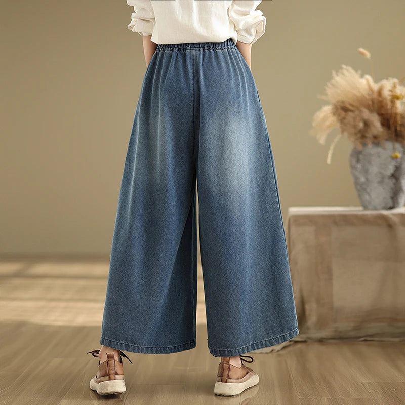 Women's Elastic-Waist Straight-Leg Ankle Jeans