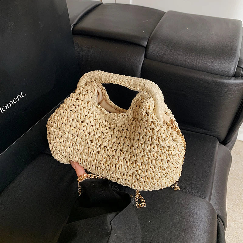 Women's Retro Woven Straw Clutch