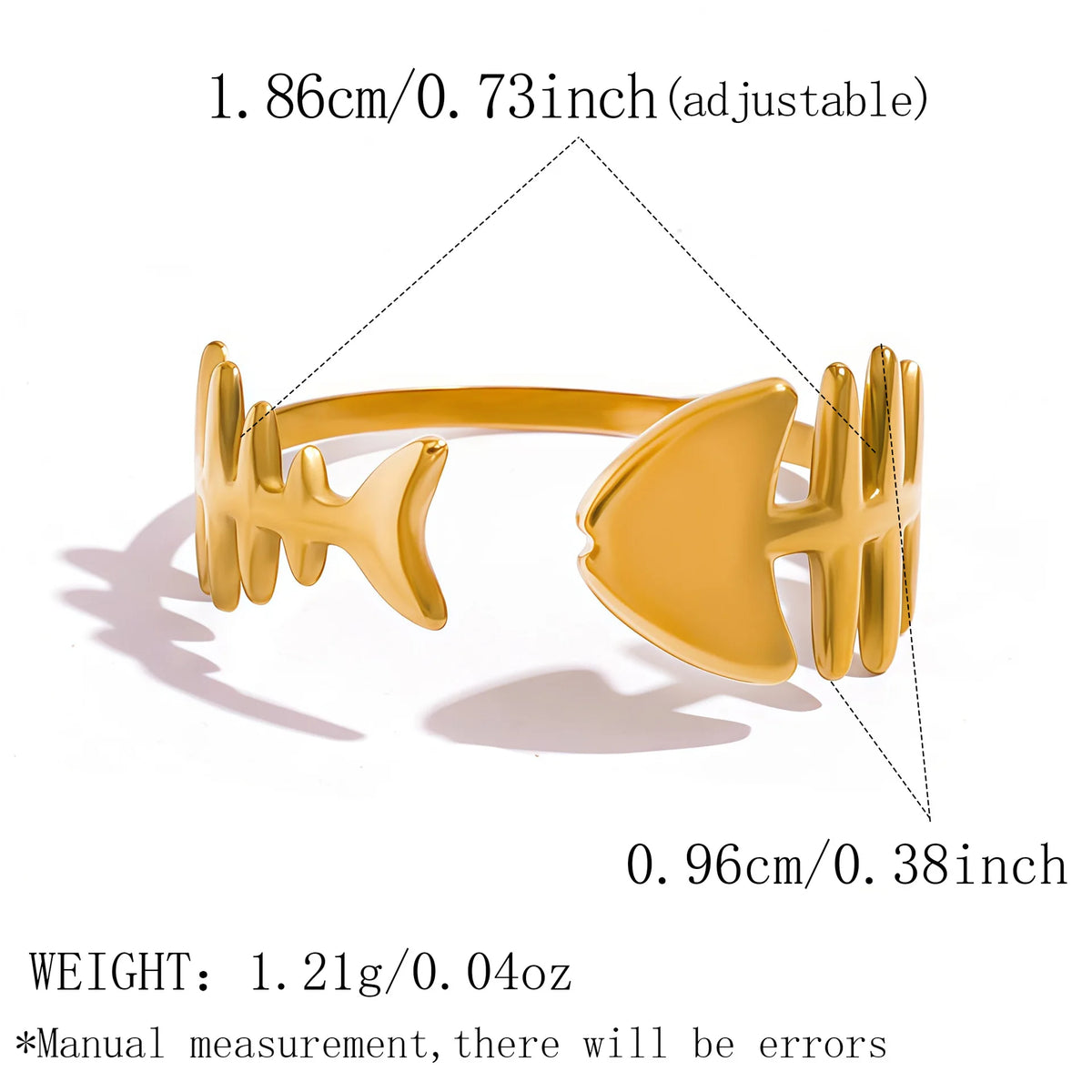 Women's Dainty Fish Bone Open Ring – Minimalist Stackable Style