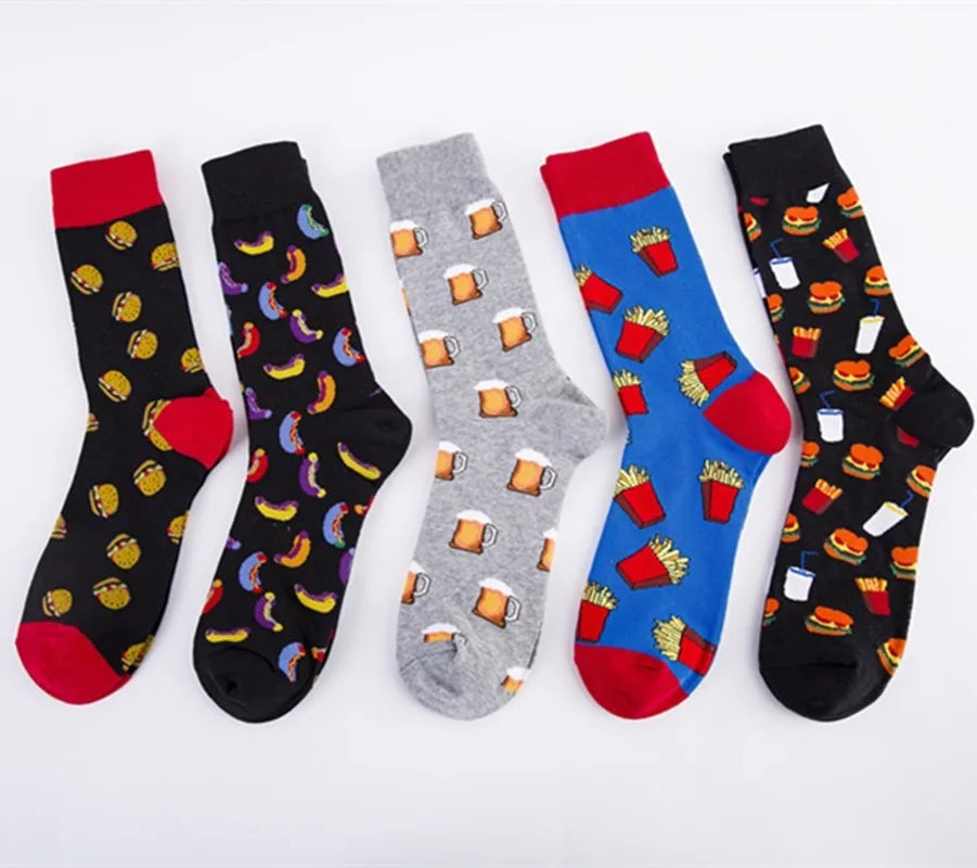 Men's Beer & Burger Novelty Crew Socks