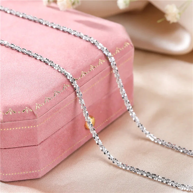 Sterling Silver Sparkling Collarbone Necklace