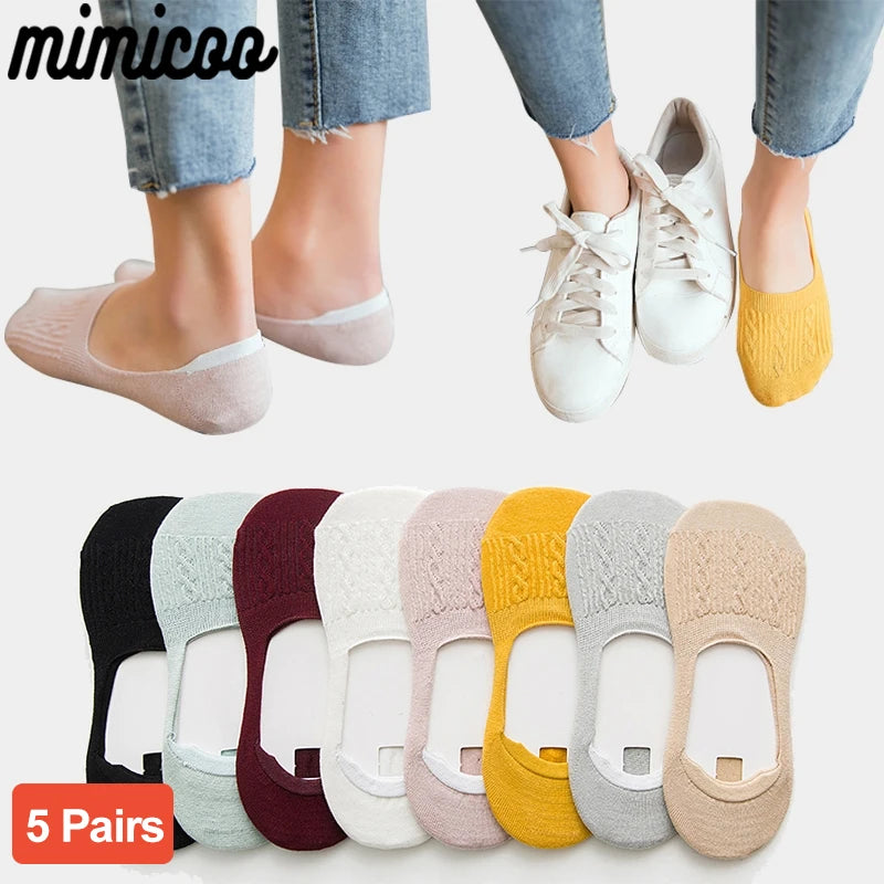 Women's Cotton Slipper Socks, 5-Pack