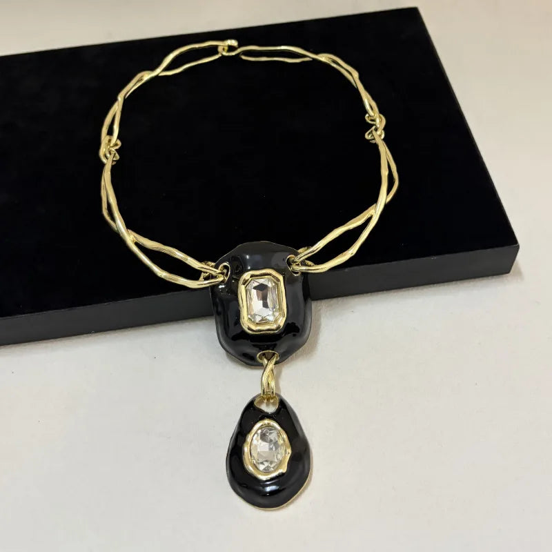 Women's Minimalist Geometric Gemstone Choker