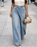 Women's High-Waist Wide-Leg Wrap Jeans
