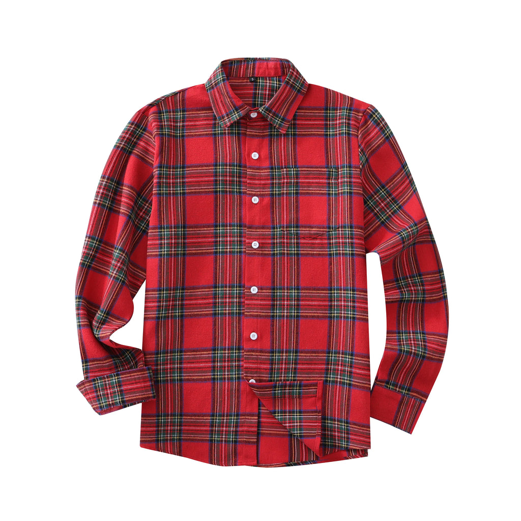 Men's Red Plaid Button-Down Shirt