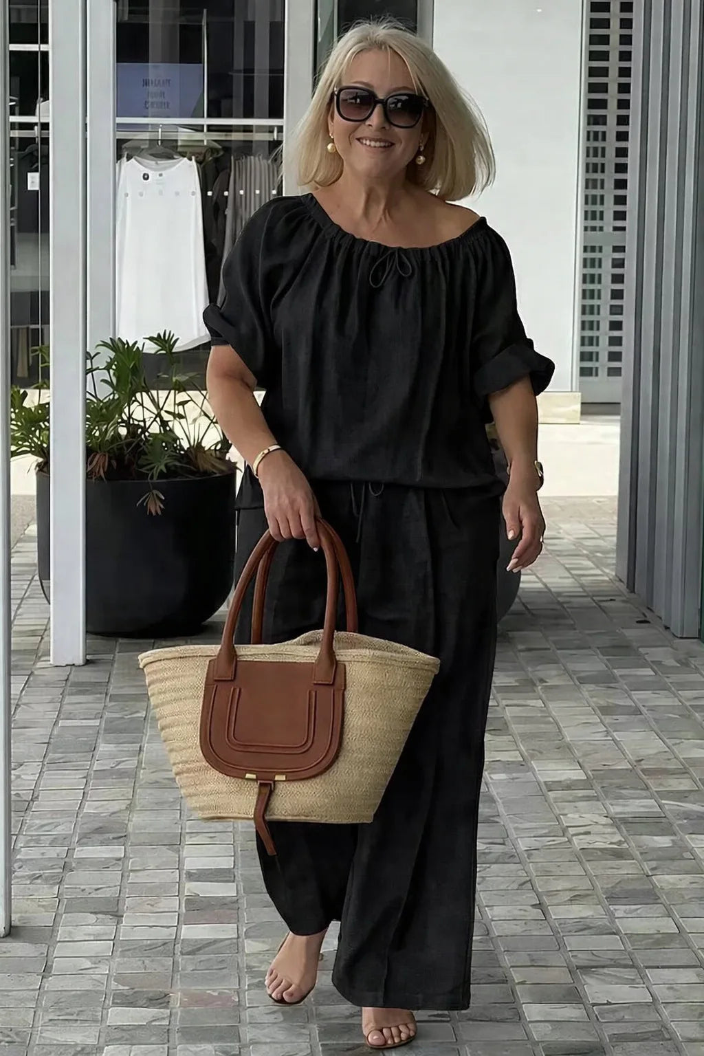 Women's Loose Drawstring Two-Piece Set
