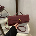 Women's Burgundy Crocodile-Pattern Evening Clutch