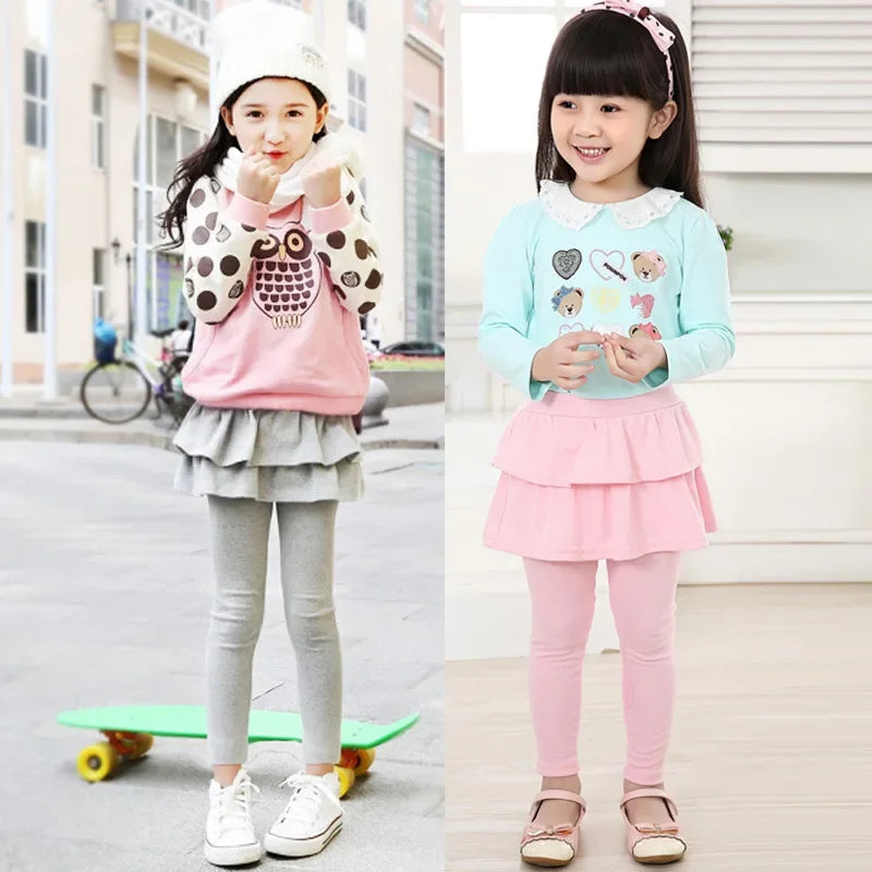Girls Leggings with Skirt Overlay