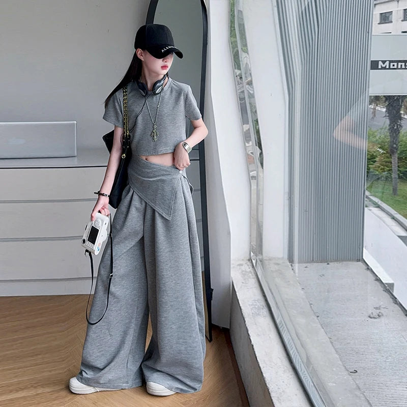 Girls' Crop Top & Pants Two-Piece Set