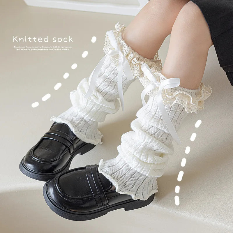 Lace-Ribbon Ballet Leg Warmers