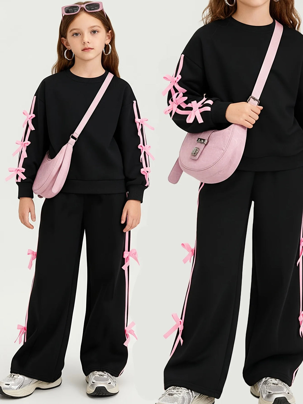 Girls' Bow-Trim Two-Piece Outfit Set