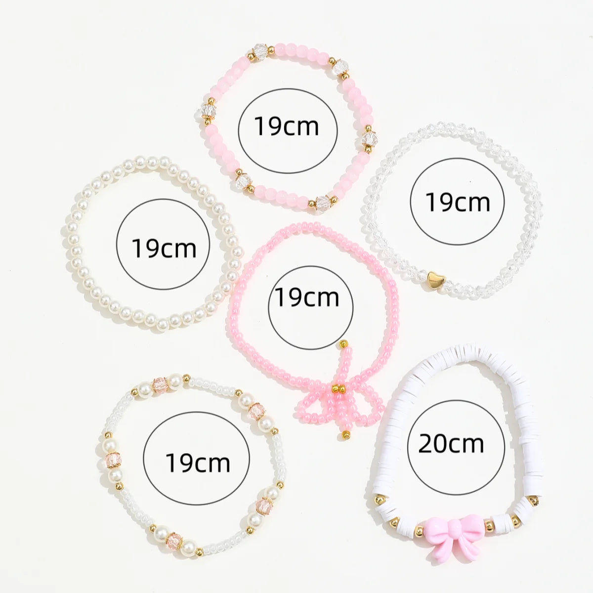 Women's Pearl & Bow Beaded Bracelet Set (6 Pieces)