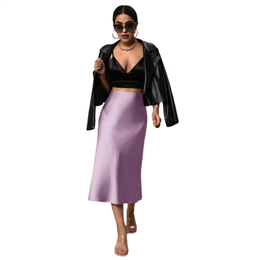 Women's Satin Fishtail Midi Skirt