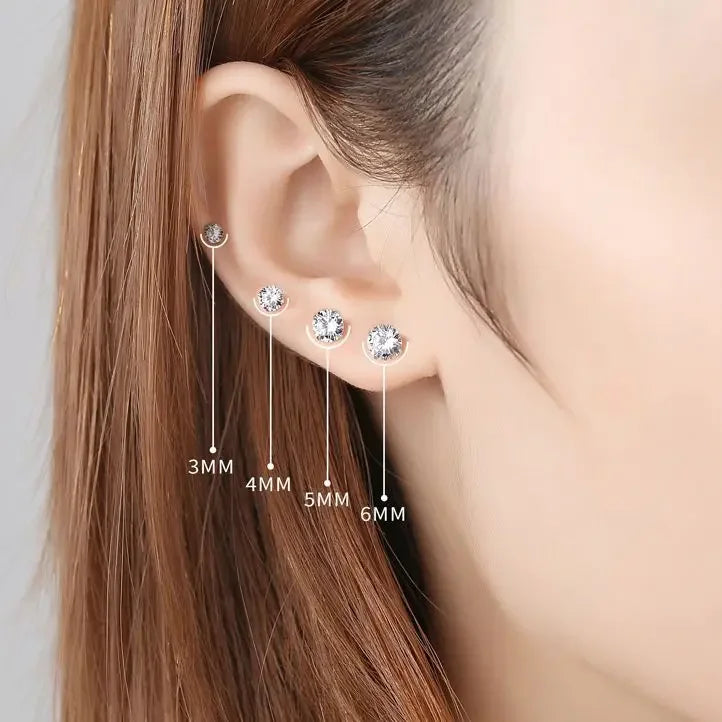 Sterling Silver Tiny Crystal Stud Earrings