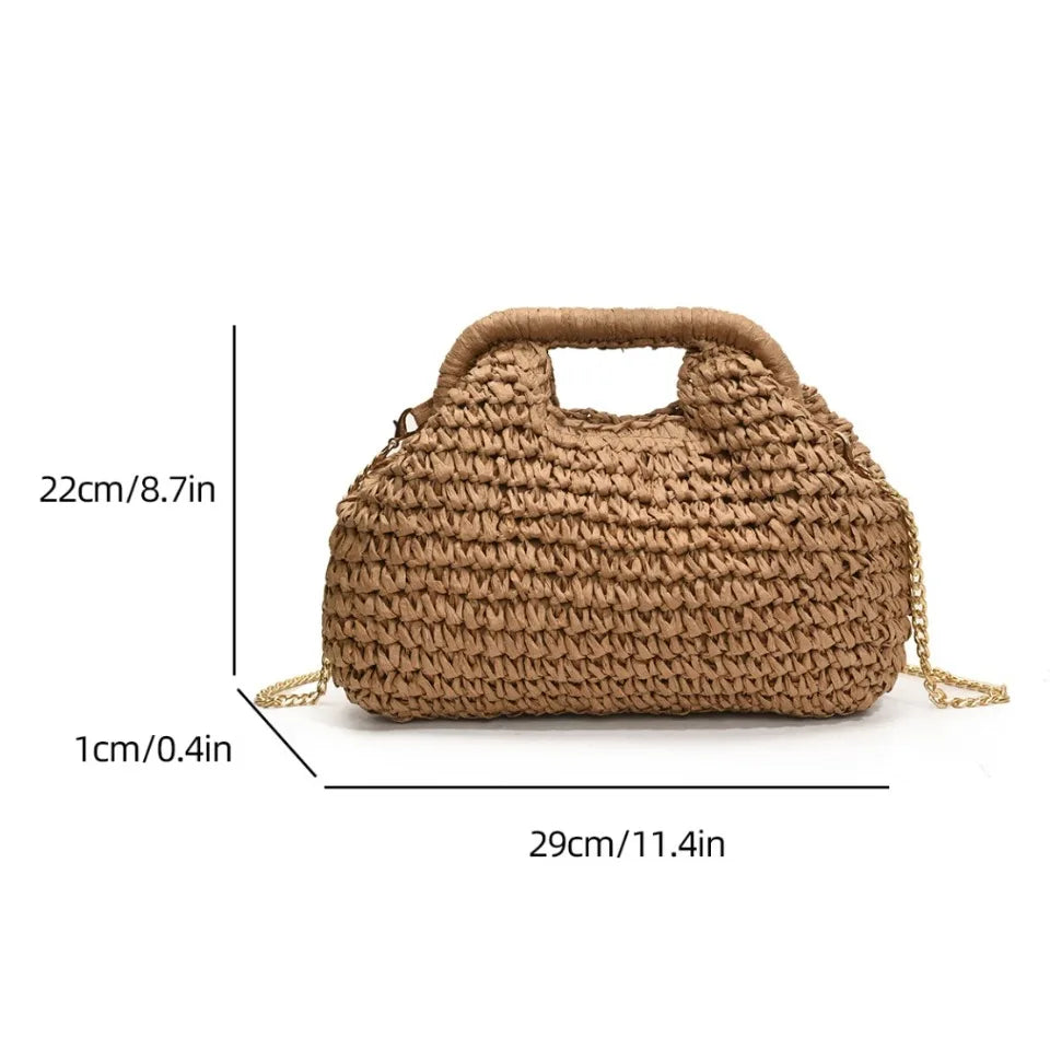 Women's Retro Woven Straw Clutch