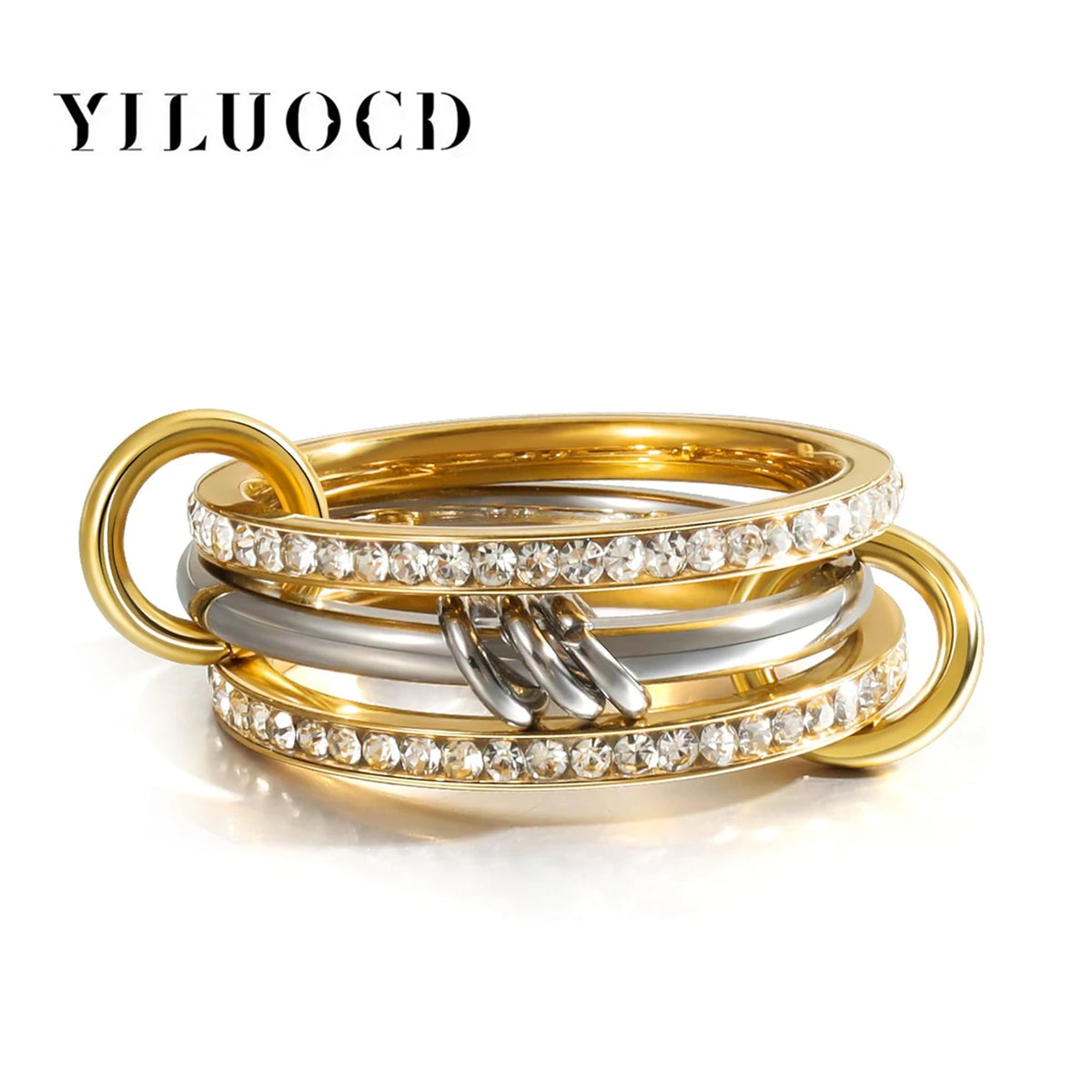 Women's 18K Gold-Plated Stackable CZ Ring Set