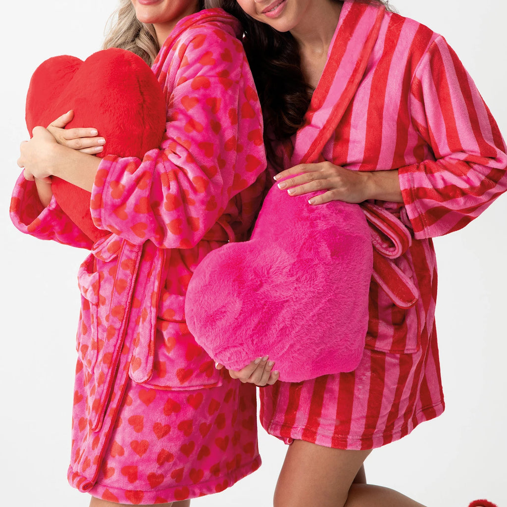 Women's Striped Fleece Shawl-Collar Robe