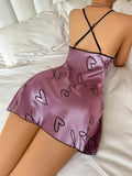 Young Women's Heart Letter Print Nightdress