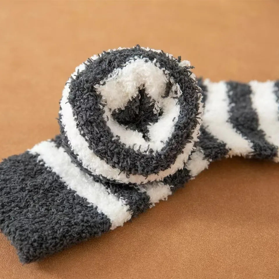 Men's Striped Fluffy Winter Crew Socks