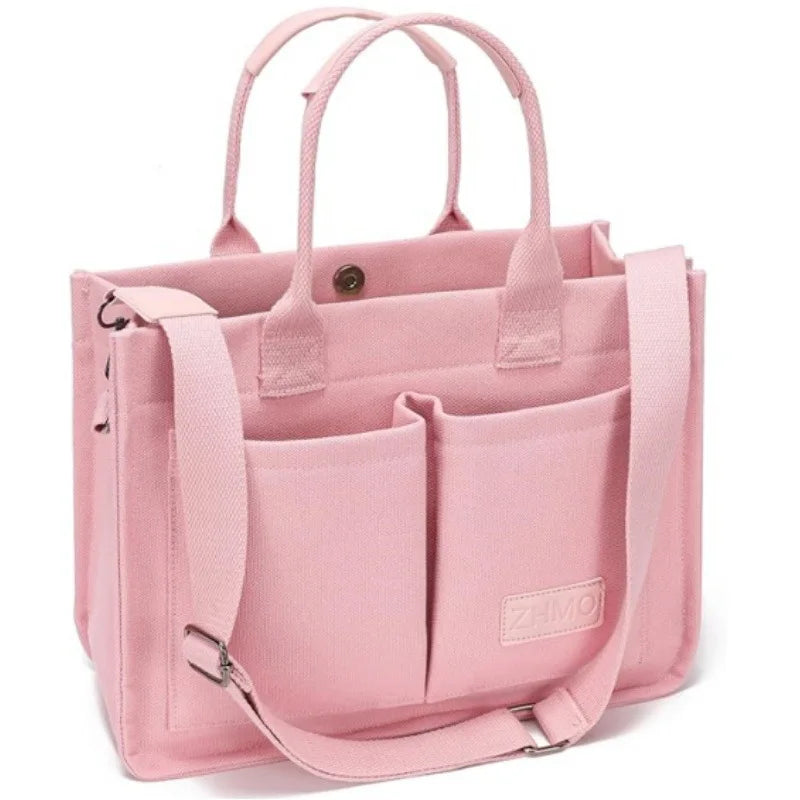 Women's Canvas Shoulder Bag with Zipper
