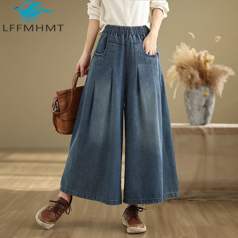 Women's Elastic-Waist Straight-Leg Ankle Jeans