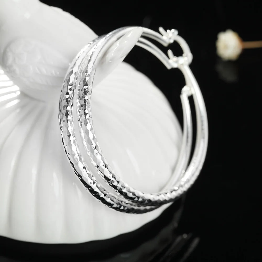 Women's 925 Sterling Silver Circle Hoop Earrings