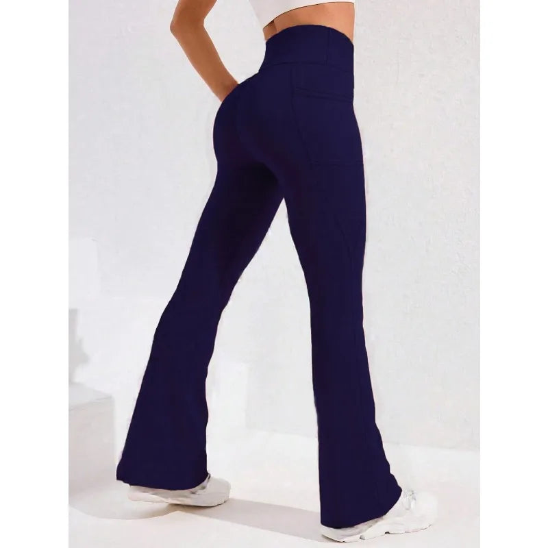 Women's High-Waist Flare Yoga Pants with Pockets