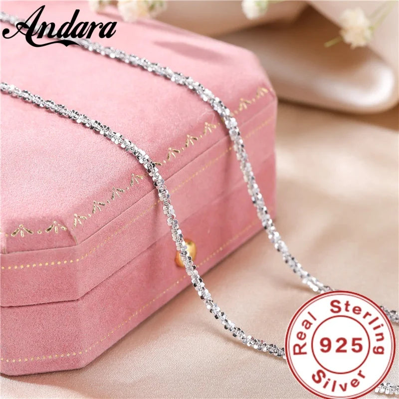 Sterling Silver Sparkling Collarbone Necklace