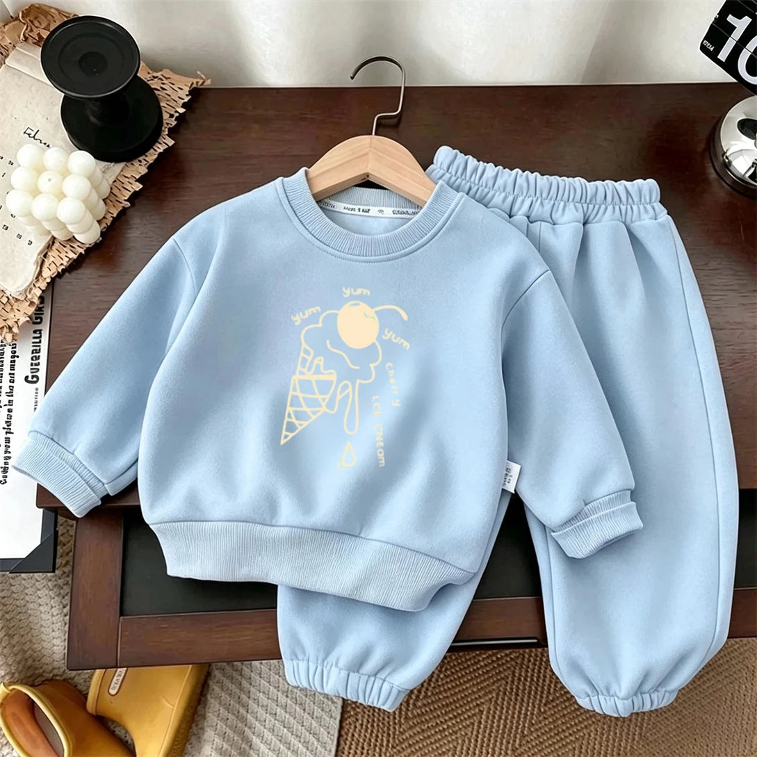 Kids' Animal Print Two-Piece Sweatsuit Set