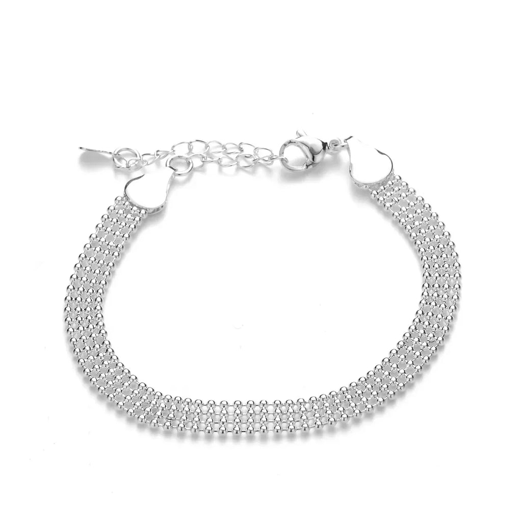 925 Sterling Silver Beaded Charm Bracelet