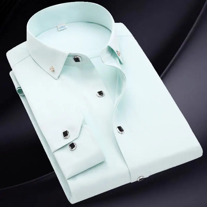 Men's Solid Blue Button-Down Shirt