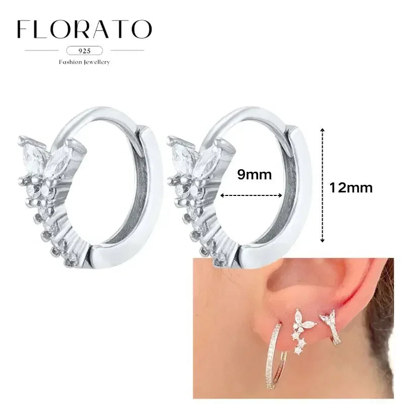 Sterling Silver Butterfly Pendant Hoop Earrings
