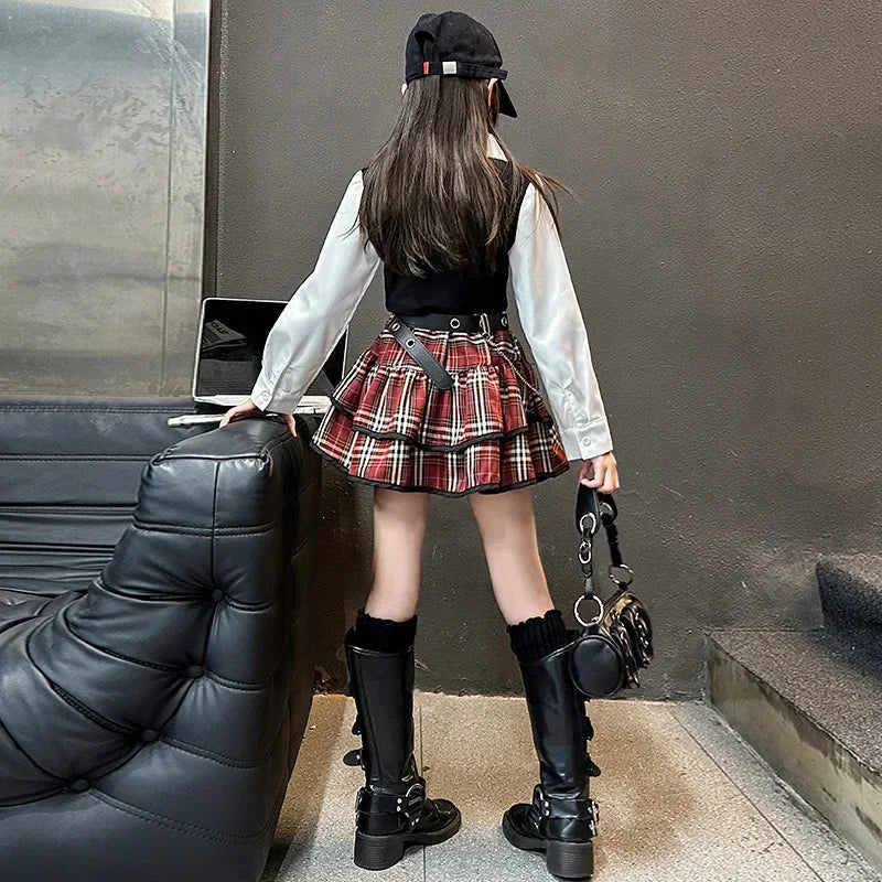 Girls' JK Uniform Shirt & Skirt Set
