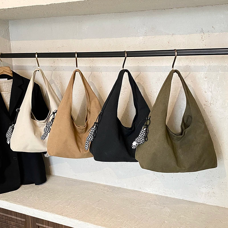 Women's Solid-Color Canvas Shopper Tote